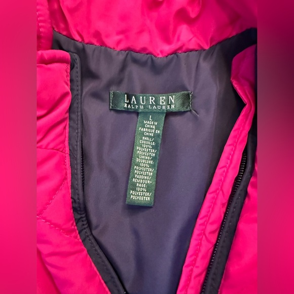 Lauren Ralph Lauren Vest Womens Large Pink Quilted Full Zip Sleeveless Jacket - Picture 4 of 6